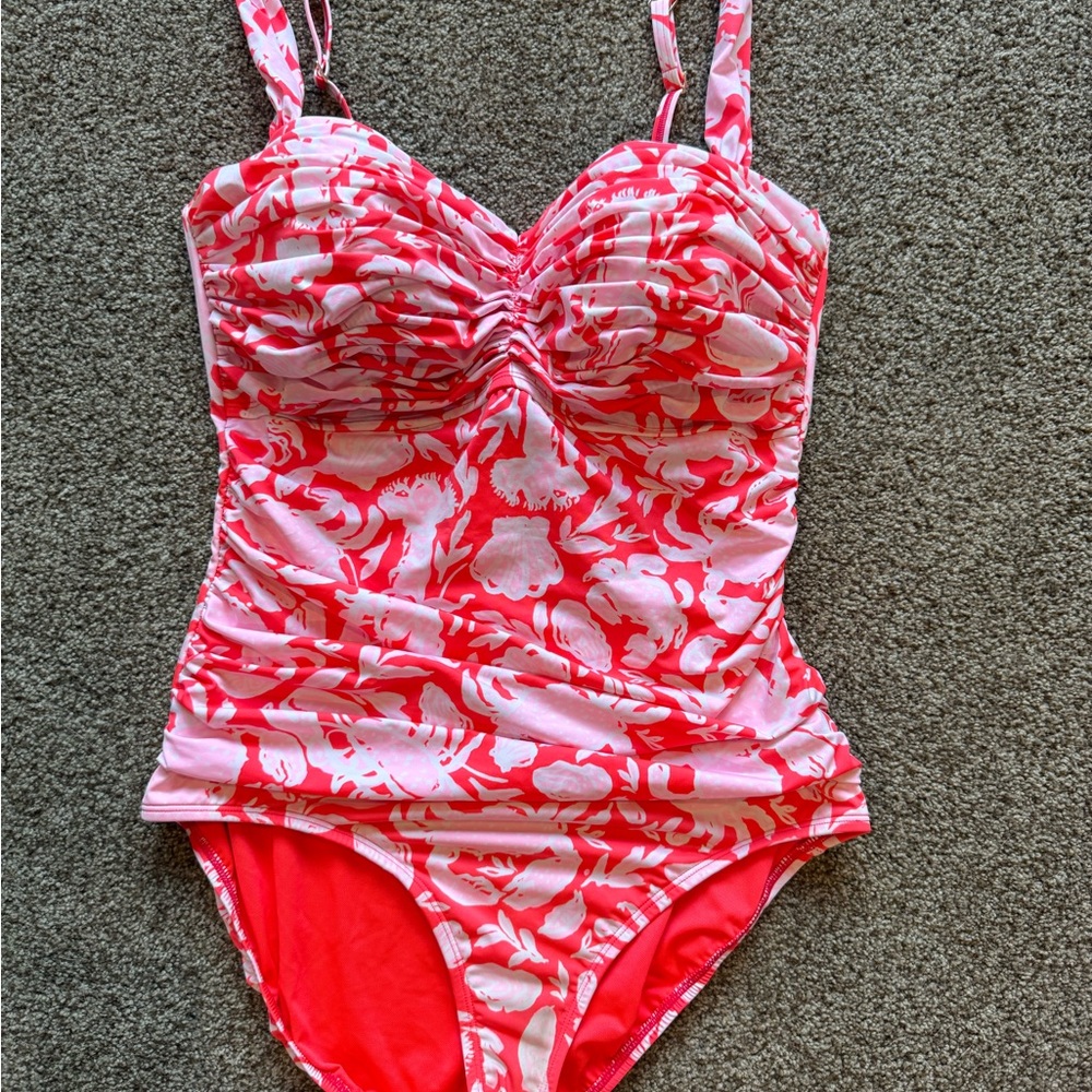 Lilly Pulitzer Pink and White One Piece Swimsuit